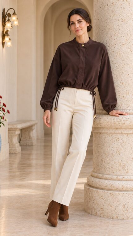 Beli Bağcıklı Crop Gömlek 6388
