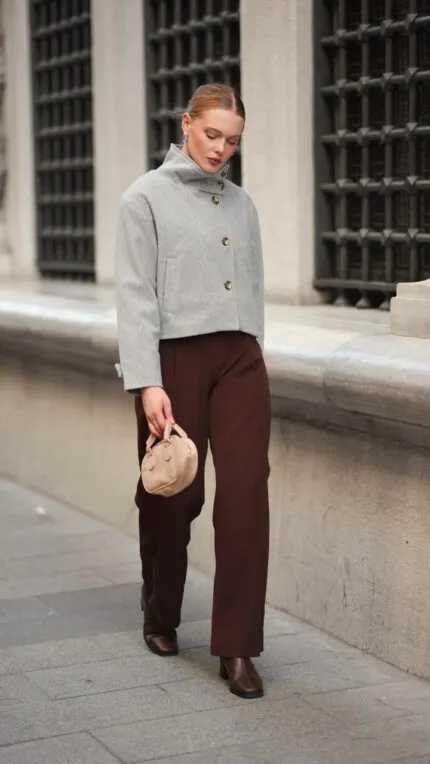 Boğazlı Kısa Kaşe Kaban