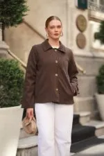 Düğmeli Kaşe Kaban