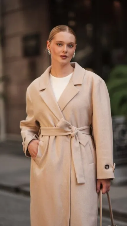Düğmeli Kaşe Kaban