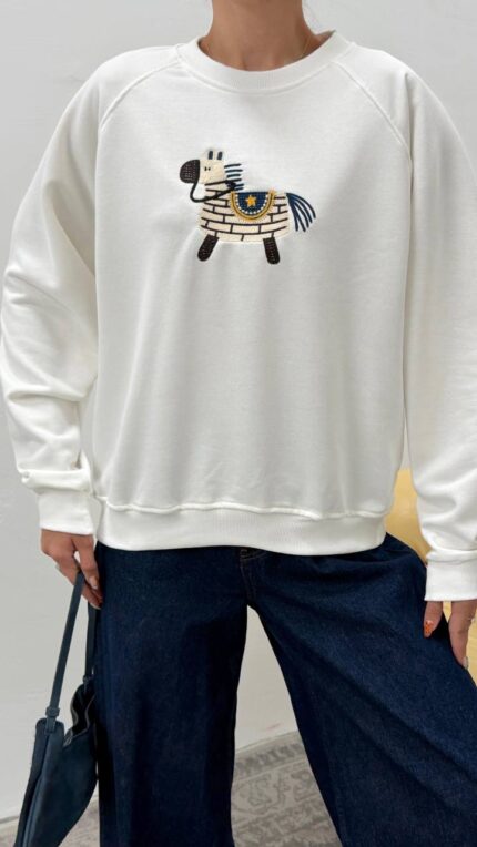 At Nakışlı Sweatshirt