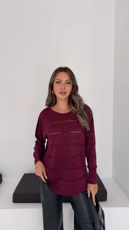 Bordo Ajurlu triko kazak