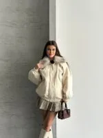 YAKASI KÜRKLÜ GABARDİN CEKET