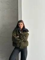 YAKASI KÜRKLÜ GABARDİN CEKET