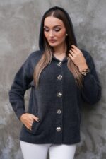Füme Kapüşonlu Sakal Hırka
