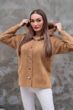 Camel Kapüşonlu Sakal Hırka