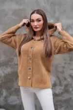 Camel Kapüşonlu Sakal Hırka