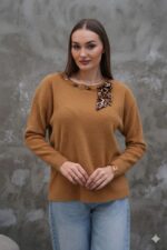 Camel Yaka fularlı sakal kazak