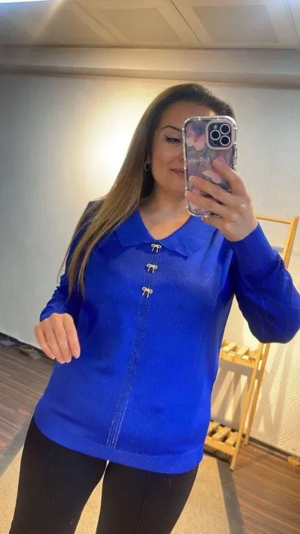 Saks Bebe yaka ince triko kazak