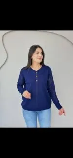 Koyu Lacivert Bebe yaka ince triko kazak