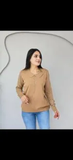 Camel Bebe yaka ince triko kazak