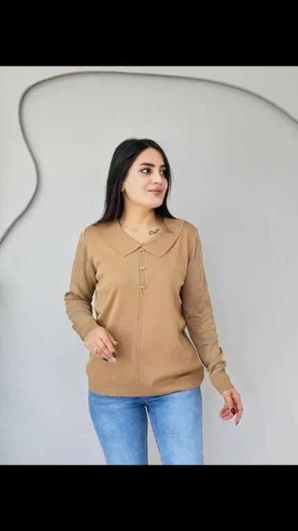 Camel Bebe yaka ince triko kazak