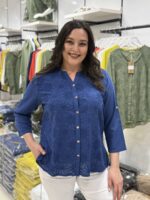 Saks Mavi PAPATYA DESENLİ ELBİSE