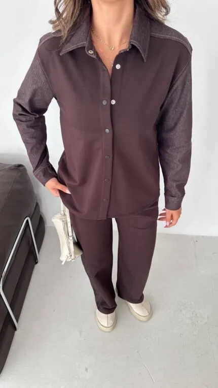 BITTER COFFEE Fleece-lined polo neck set