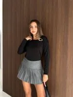 Siyah Tokalı Sandy Bluz