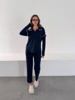 Koyu Lacivert Kroşetalı ikili takım