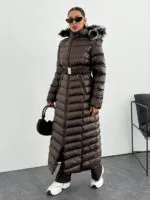 KEMERLİ UZUNKÜRKLÜ YAKA MONT