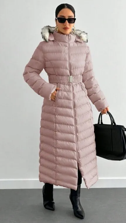 KEMERLİ UZUNKÜRKLÜ YAKA MONT