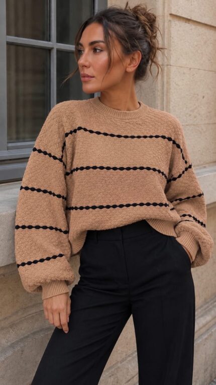 Light Brown Striped Sweater
