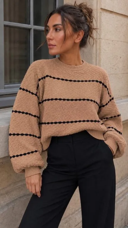 Light Brown Striped Sweater
