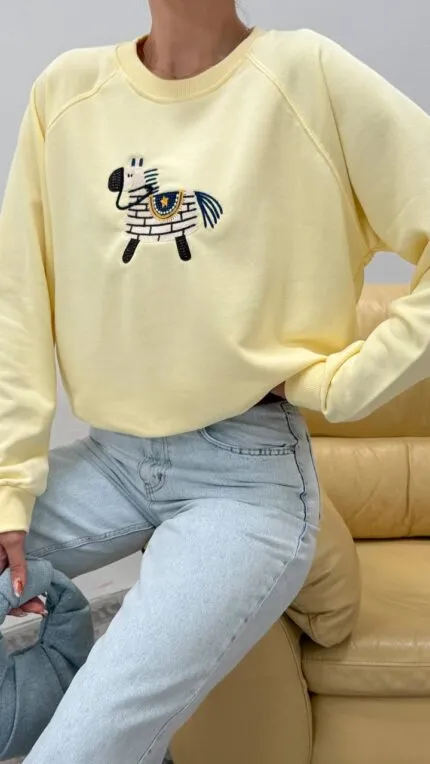 At Nakışlı Sweatshirt