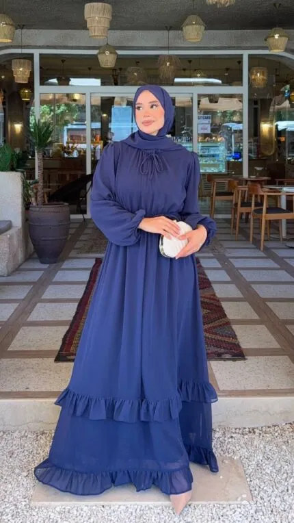 ŞAL HEDİYELİ UZUN ABİYE ELBİSE